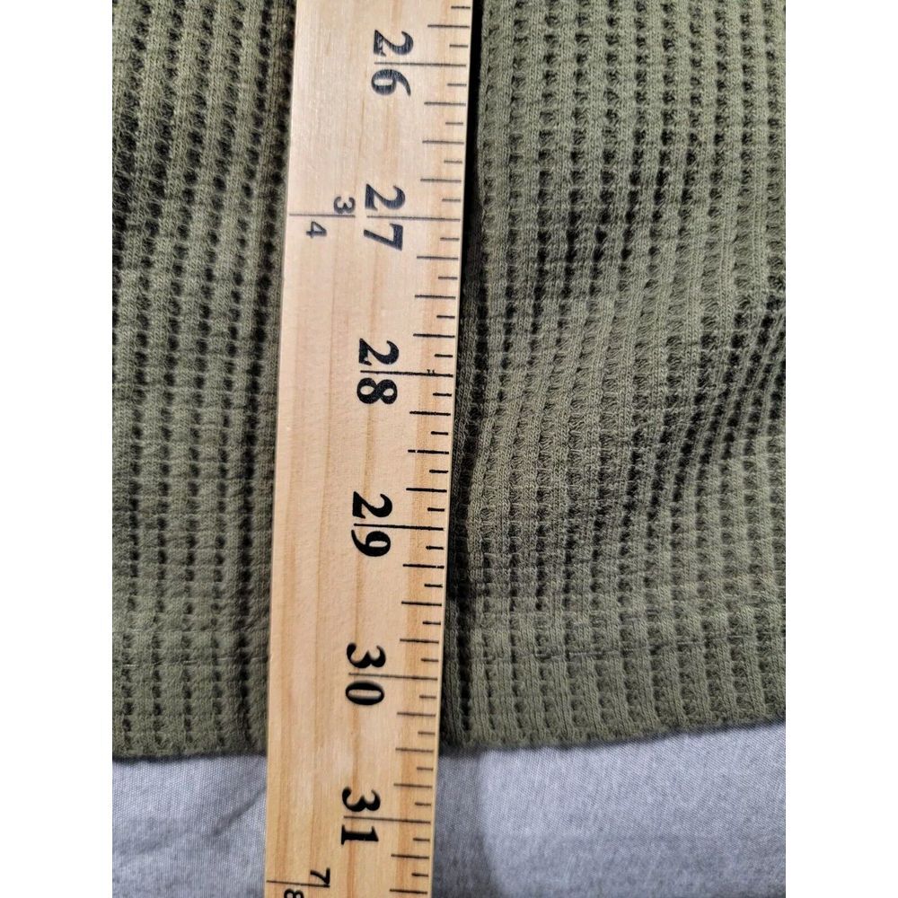 DELF USA Henley Waffle Knit Thermal Shirt Men's Large Long Sleeve Military Green - Picture 2 of 6
